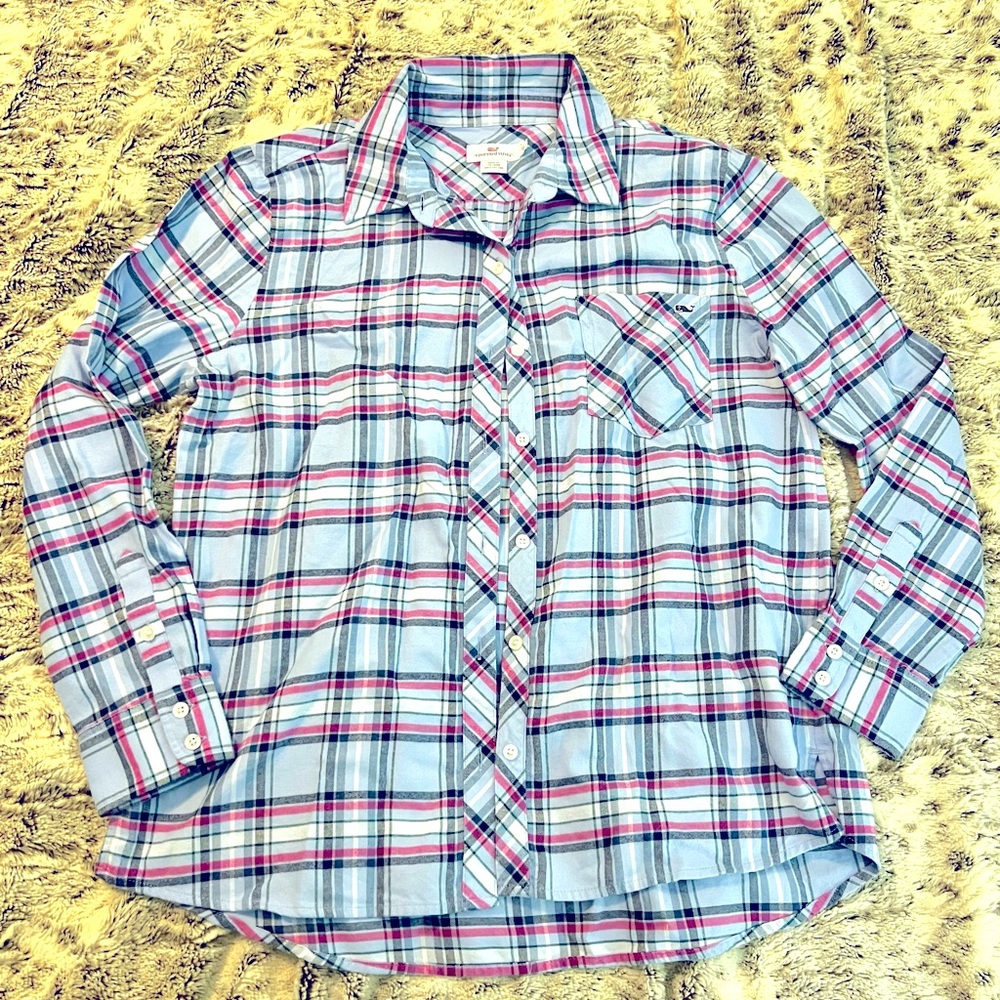 Vineyard Vines Girls Flannel Button Down Sz 12